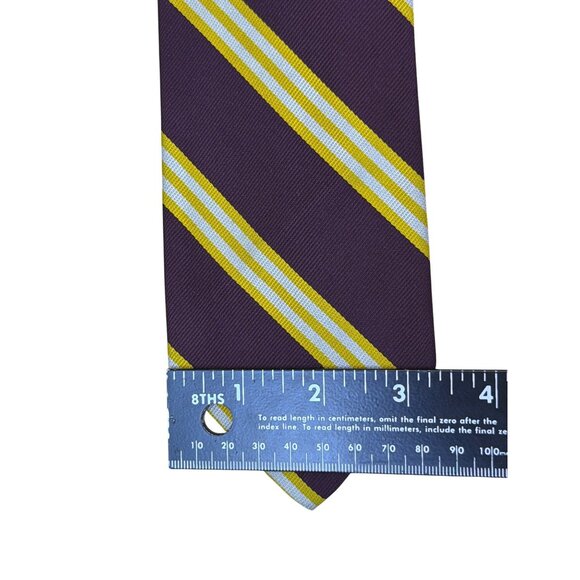 Vintage Brooks Brothers Purple Silk Striped Tie With Yellow & White Accents - Picture 7 of 7